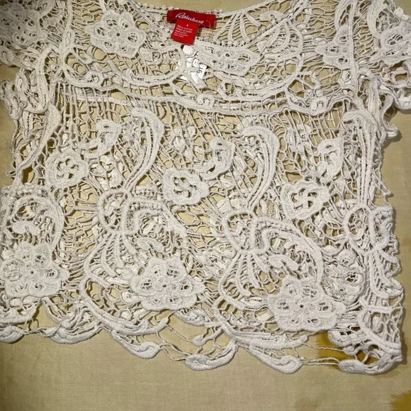 Rainbow Cream Lace Crochet Top - Picture 1 of 4